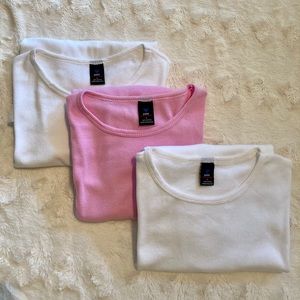 White, pink tees, set of 3